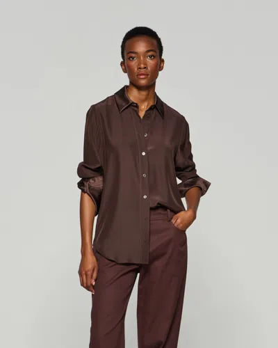 Serena Bute Silk Classic Shirt In Brown