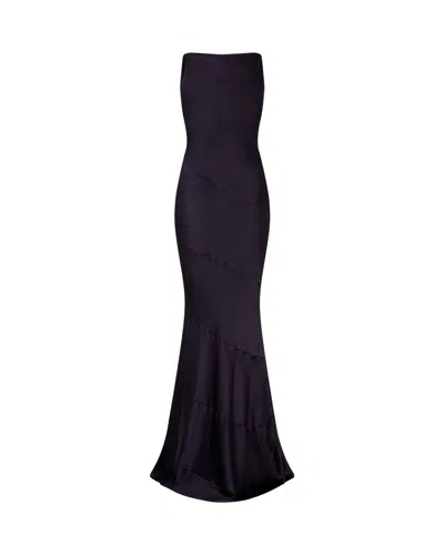 Serena Bute Silk Spiral Evening Dress - Midnight Navy In Blue