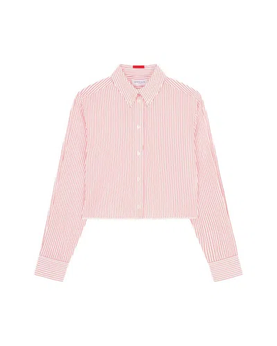 Serena Bute Striped Cropped Shirt - Red/white