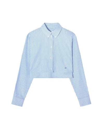 Serena Bute Striped Summer Cropped Shirt - Blue/white