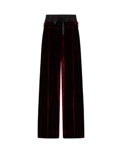 Serena Bute Velvet Double Waistband Relaxed Jogger - Burgundy