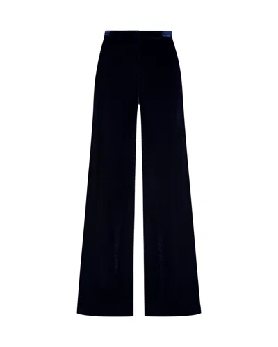 Serena Bute Velvet Flare Trouser - Navy In Blue