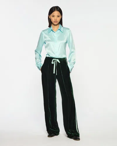Serena Bute Velvet Jogger In Green