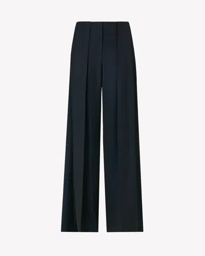 Serena Bute Wool Beltloop Pleated Trouser In Blue