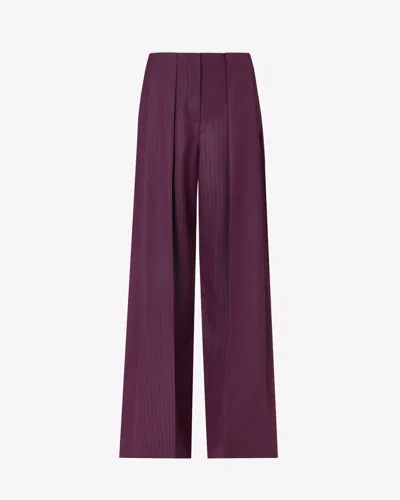 Serena Bute Wool Beltloop Pleated Trouser In Purple
