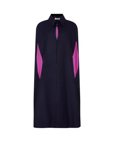 Serena Bute Wool Cape - Midnight Navy In Blue