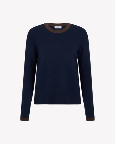Serena Bute Wool Cashmere Round Neck Contrast Jumper