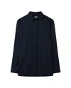 Serena Bute Wool Pinstripe Boyfriend Shirt - Black/pink In Blue