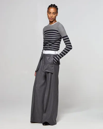 Serena Bute Wool Pinstripe Inside Out Trouser In Gray