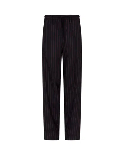 Serena Bute Wool Pinstripe Utility Trouser - Black/pink