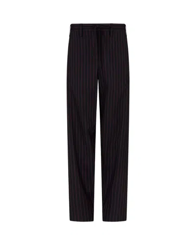 Serena Bute Wool Pinstripe Utility Trouser - Black/pink