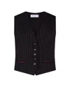 Serena Bute Wool Pinstripe Waistcoat - Black/pink