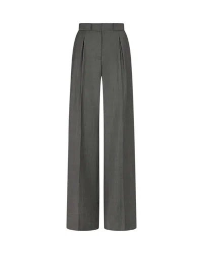 Serena Bute Wool Pleated Trouser - Dark Grey