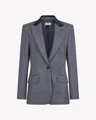 Serena Bute Wool Tweed Fitted Single Breasted Blazer In Navy