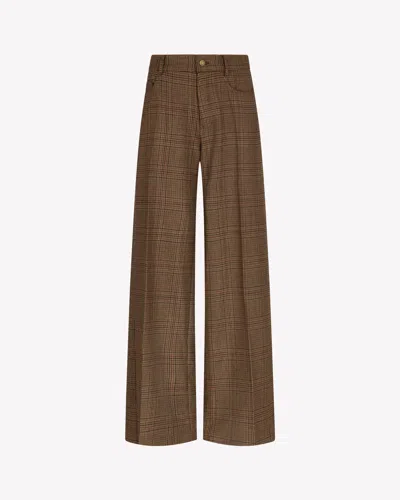 Serena Bute Wool Tweed Straight Leg Trouser In Brown