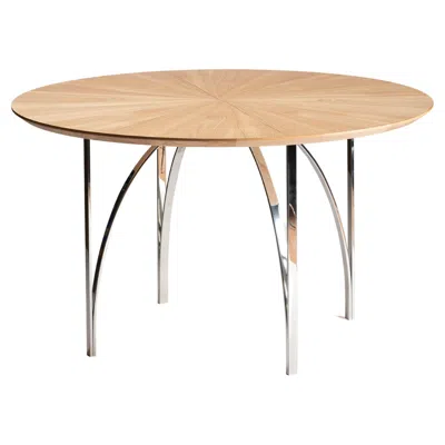 Pre-owned Serena Confalonieri Archie Table, In Oak Wood And Steel, By  For Medulum In Brown