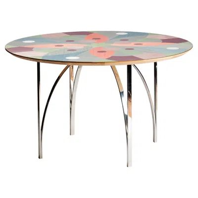 Pre-owned Serena Confalonieri Archie Table, In Walnut And Colored Steel, By  For Medulum In Brown