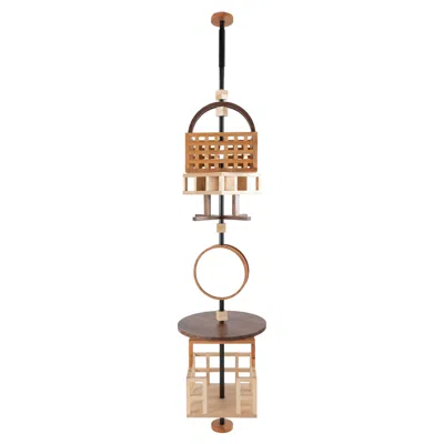 Pre-owned Serena Confalonieri Birdie Sky Earth Container - Shelf And Mirror In Solid Wood In Brown