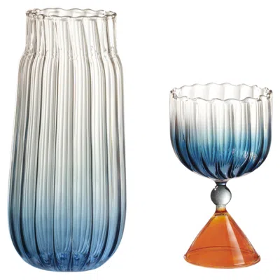 Pre-owned Serena Confalonieri Calypso Bottle + Blue Glass