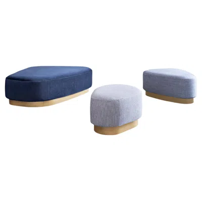 Pre-owned Serena Confalonieri Island Small Pouf In Capri Grey Upholstery & Brass Base By  In Gray