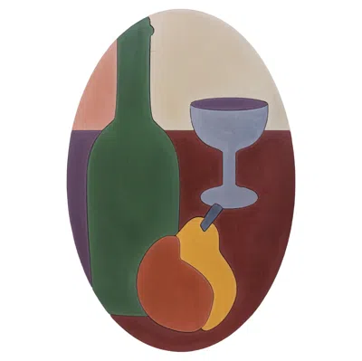 Pre-owned Serena Confalonieri Oval Concrete Painting, Cezanne Collection By S. Confalonieri For Forma&cemento In Brown