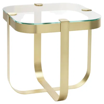 Pre-owned Serena Confalonieri Ring Square Coffee Table In Brass Frame & Transparent Top By  In Sand