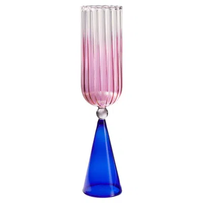 Pre-owned Serena Confalonieri Set Of 2 Calypso Blue-pink Flutes By  In Purple