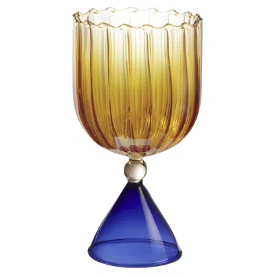 Pre-owned Serena Confalonieri Set Of 2 Calypso Orange Water/wine Glasses By