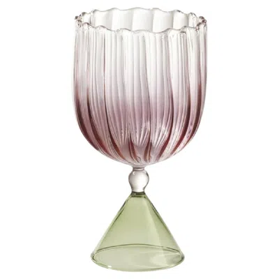 Pre-owned Serena Confalonieri Set Of 2 Calypso Pink Water/wine Glasses By