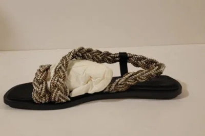 Pre-owned Serena Uziyel Ronda Braided And Leather Sandals Antique Gold/silver Eu 39 Sz 9