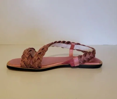 Pre-owned Serena Uziyel "ronda" Braided And Leather Sandals Rose Pink Sz 9
