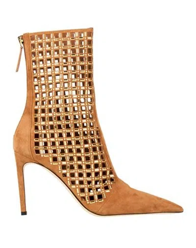 Serena Uziyel Woman Ankle Boots Camel Size 8 Leather In Brown