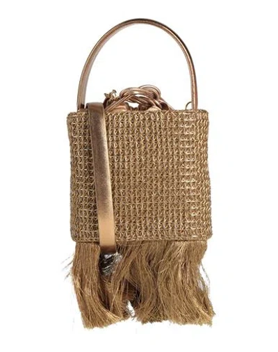 Serena Uziyel Woman Handbag Gold Size - Textile Fibers