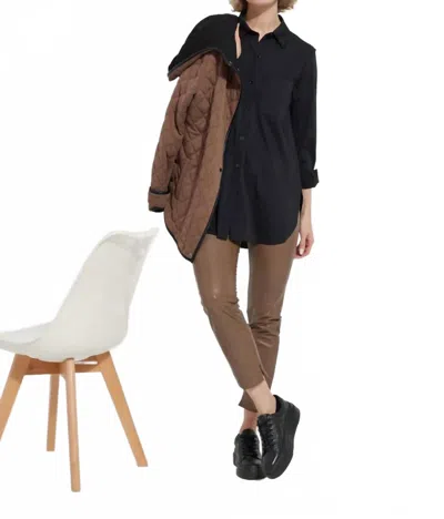 Serendipity Katherine Leather Skinny Pants In Cold Chestnut In Brown