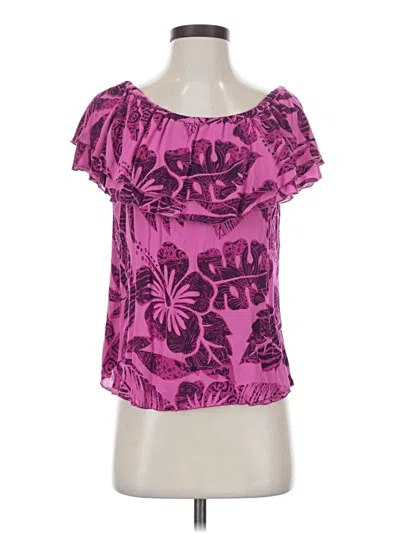 Pre-owned Serendipity Maui Short Sleeve Blouse In Pink