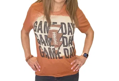Serendipity Tees Bleached Football Gameday Tee In Autumn In Multi