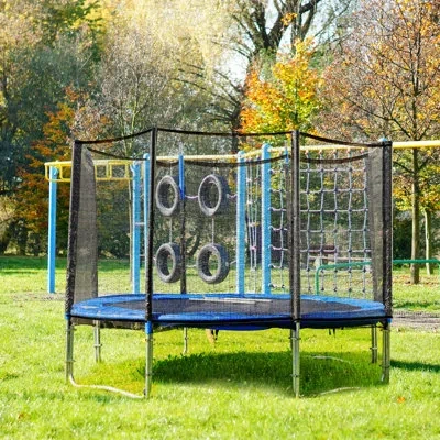 Serenelife 10' Round Backyard Trampoline With Safety Enclosure