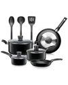 Serenelife 11pc Black Cookware Set In Black
