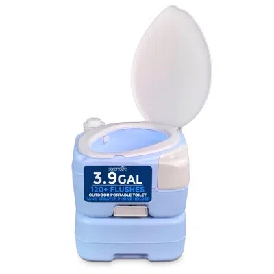 Serenelife 15 Liter Outdoor Portable Toilet With Extra Large Seat, Phone Holder, Detachable Waste Holding Tank, In Pp