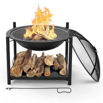 Serenelife 26" Portable Kamado Charcoal Grill In Balck