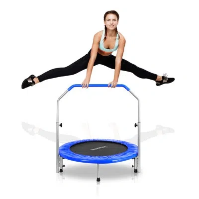 Serenelife 3.8' Foldable Round Fitness Trampoline With Handlebar