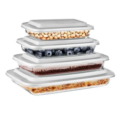 Serenelife 4 Container Food Storage Set In White