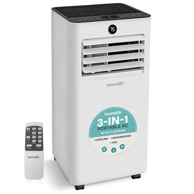 Serenelife 8000 Btu Portable Air Conditioner, Small Ac Unit With Dehumidifier And Fan, Mini Ac Unit With 350 Sq In White