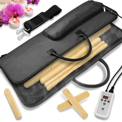 Serenelife Bamboo Massage Sticks Warmer Set With Portable Heating Bag, Electric Professional Massager Heating T