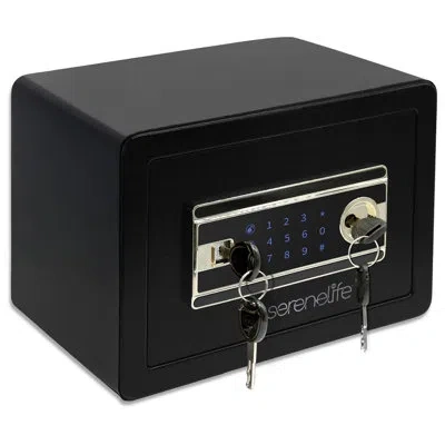 Serenelife Electronic Fingerprint Safe Box With Touchscreen Keypad And Combination Lock, Includes 2 Owner Keys 