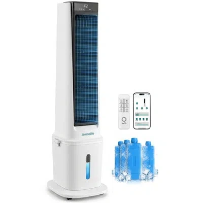Serenelife Evaporative Air Cooler With 17l Detachable Water Tank, Air Cooler With 1800 Cfm Cooling Power, Indoo