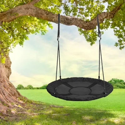 Serenelife Fabric Belt Swing With Chains In Black