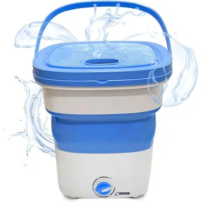Serenelife Foldable Washing Machine - Pucwm33 - Portable, Lightweight Mini Washing Machine With Semi-automatic  In Blue