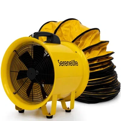 Serenelife Heavy Duty Cylinder Fan 12 Inch,blower Fan With 3200 Cfm Airflow, 25ft Pvc Ducting, Industrial Exhau In Yellow