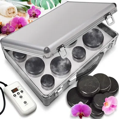 Serenelife Hot Stone Massage Kit - Portable Heated Rock Therapy System With Digital Temperature Controller, Inc